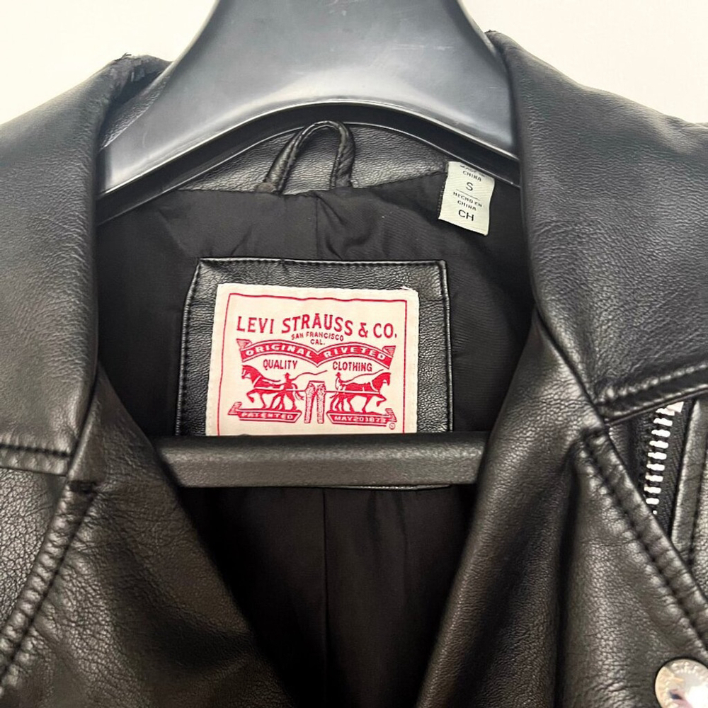 Levi's Women's Belted Faux Leather Moto Jacket Black Size S - Picture 3 of 10